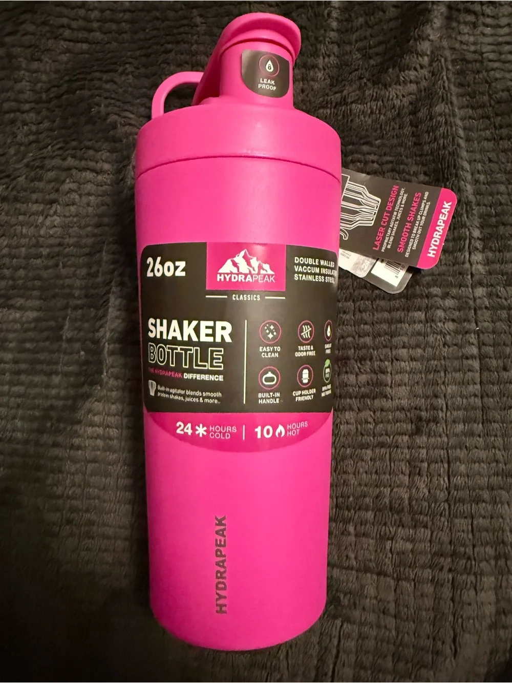Pink 26oz Shaker Bottle - Leak-Proof Insulated Protein Shaker